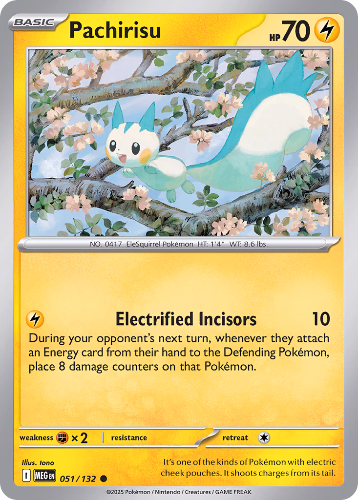 Pachirisu Pokemon card (051/132, Mega Evolution)