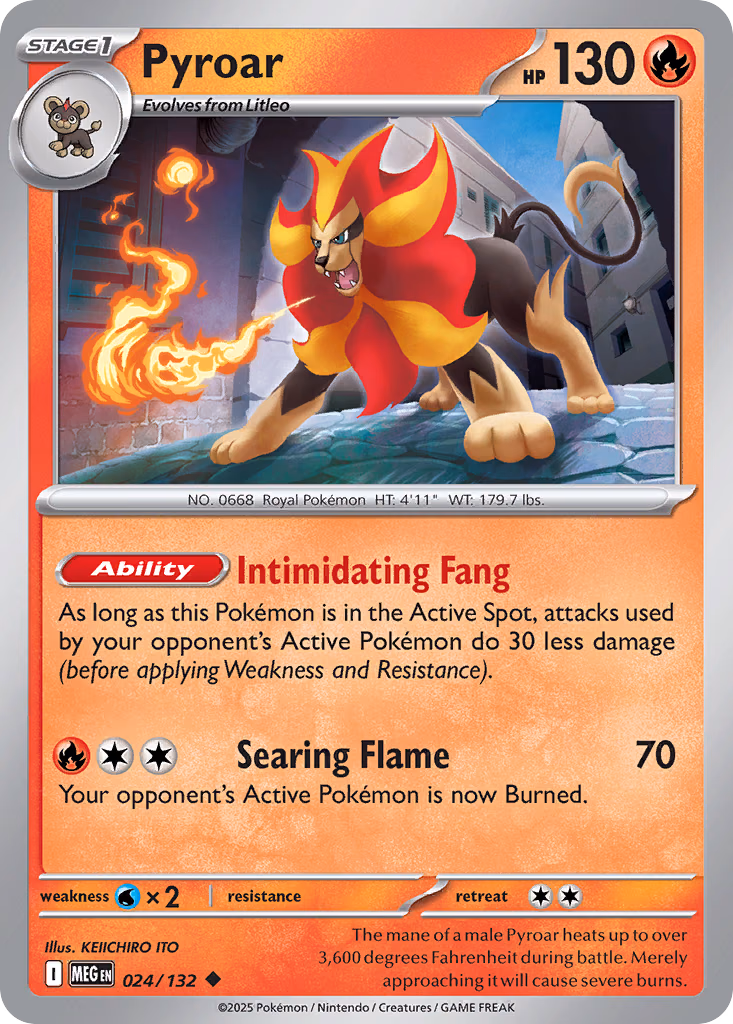 Pyroar Pokemon card (024/132, Mega Evolution)