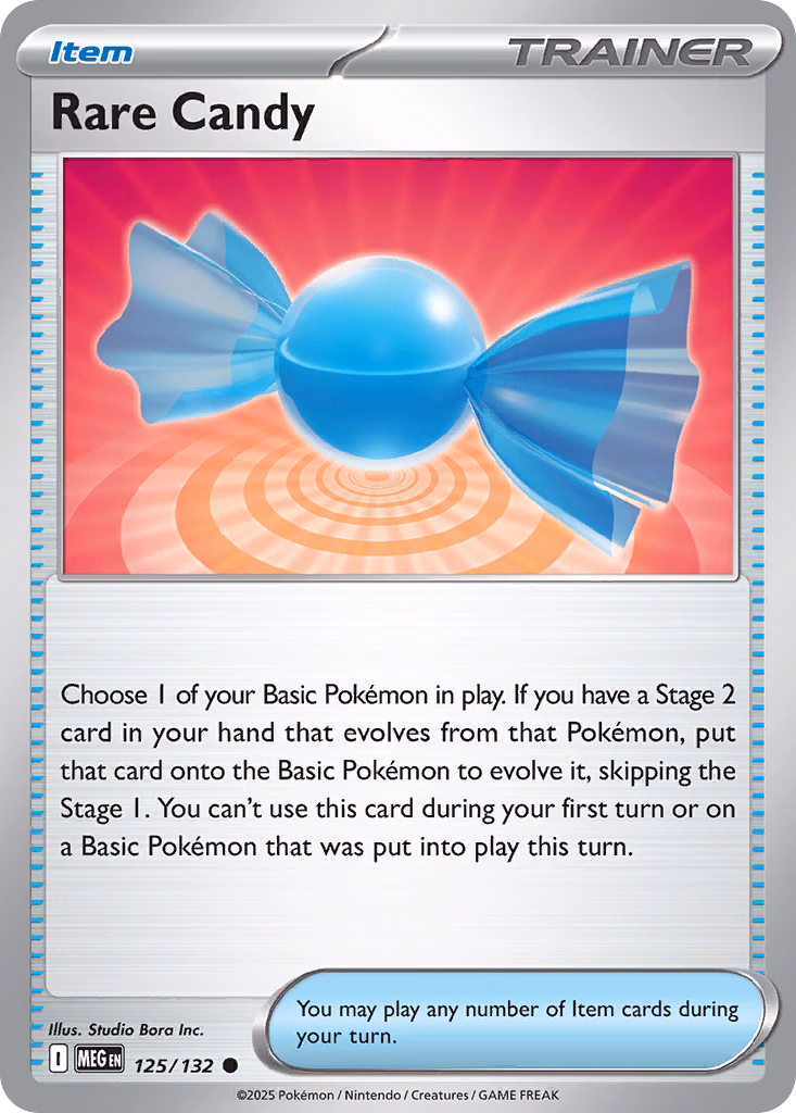 Rare Candy Pokemon card (125/132, Mega Evolution)