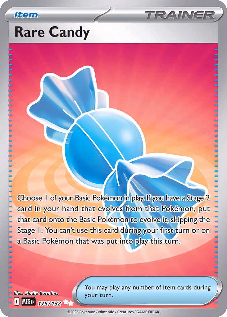 Rare Candy Pokemon card (175/132, Mega Evolution)