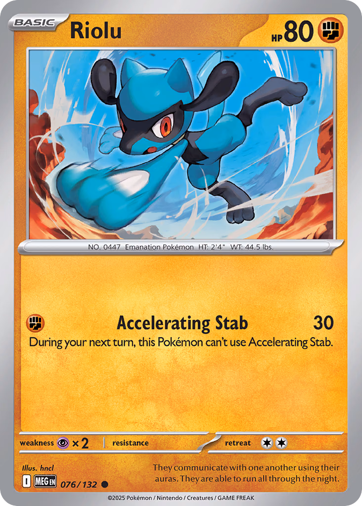 Riolu Pokemon card (076/132, Mega Evolution)