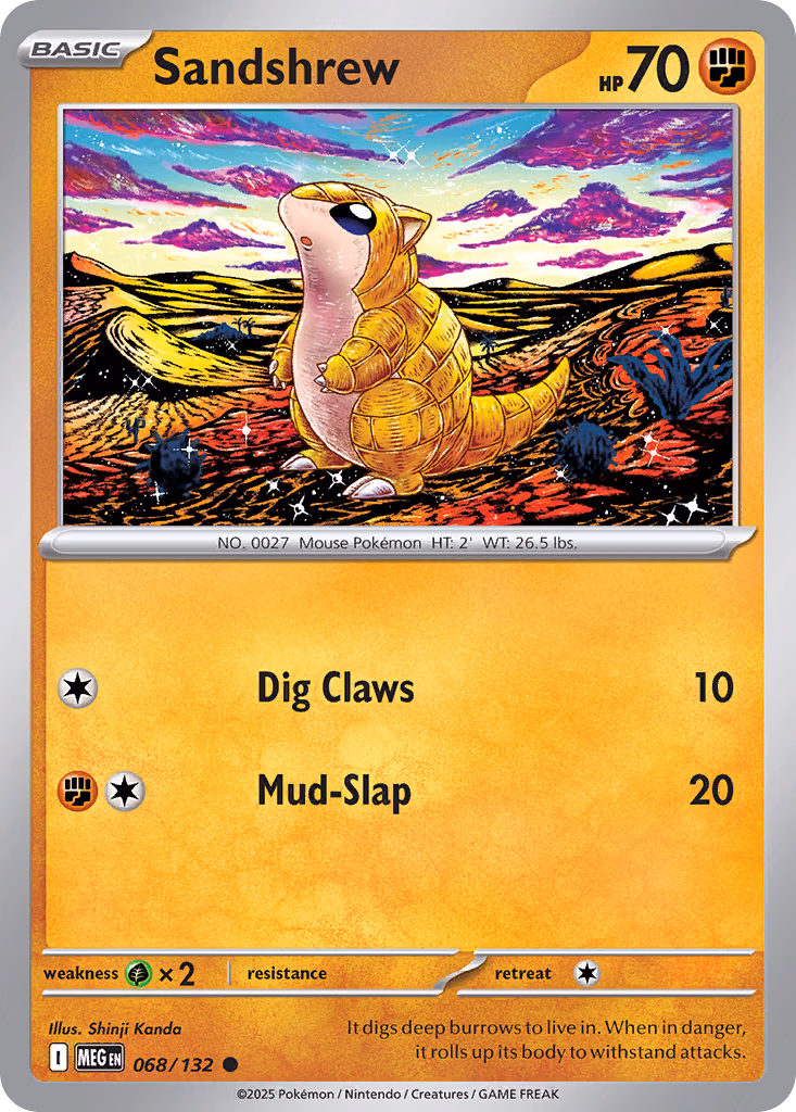 Sandshrew Pokemon card (068/132, Mega Evolution)
