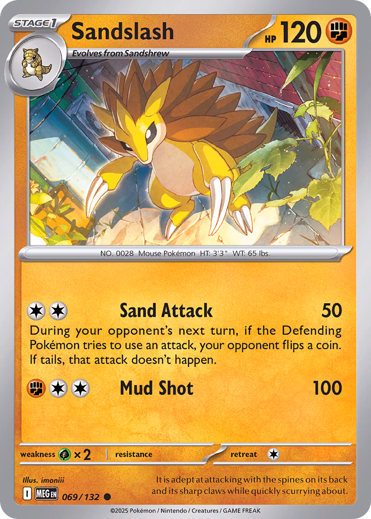 Sandslash Pokemon card (069/132, Mega Evolution)