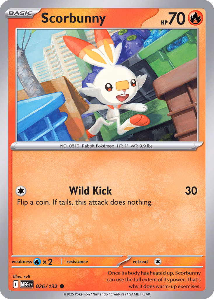 Scorbunny Pokemon card (026/132, Mega Evolution)