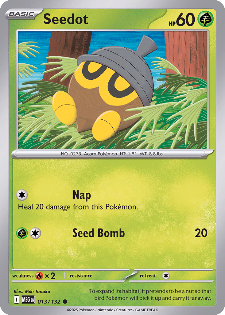 Seedot Pokemon card (013/132, Mega Evolution)