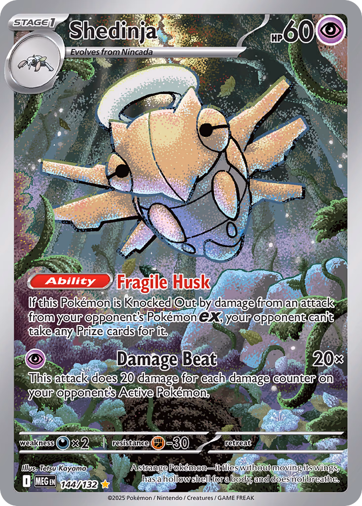 Shedinja Pokemon card (144/132, Mega Evolution)