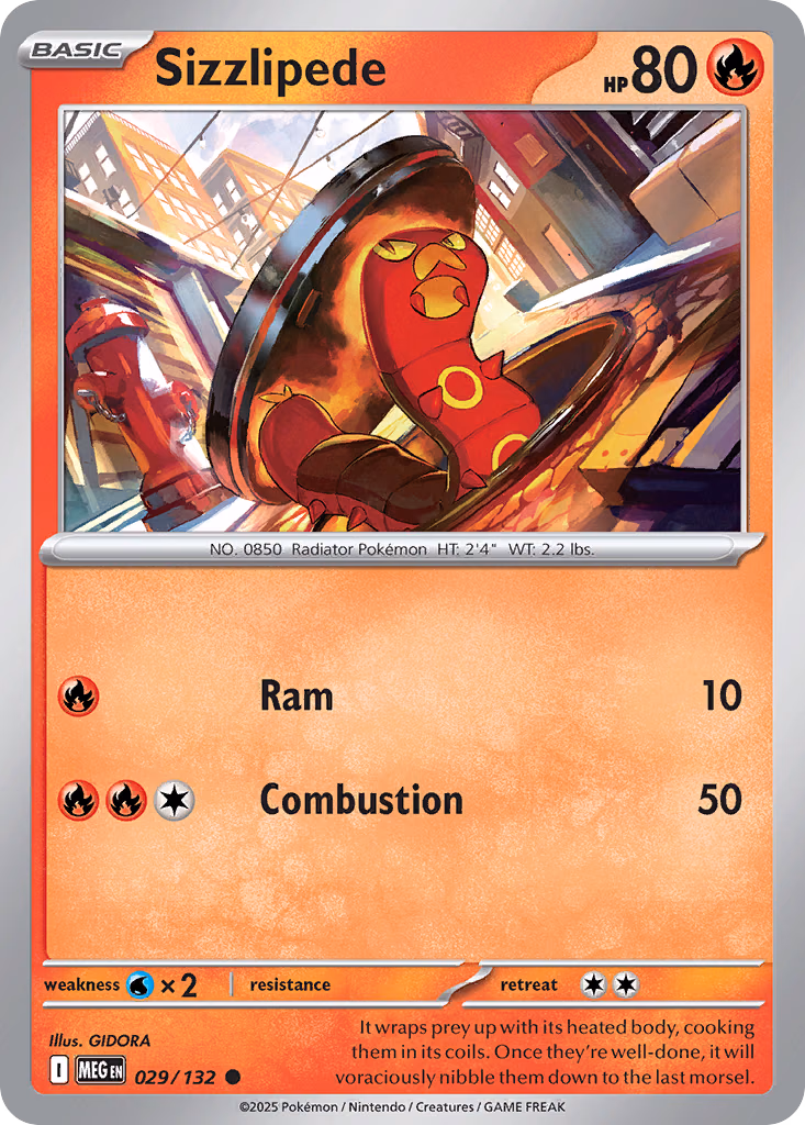Sizzlipede Pokemon card (029/132, Mega Evolution)