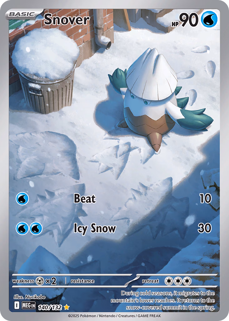 Snover Pokemon card (140/132, Mega Evolution)