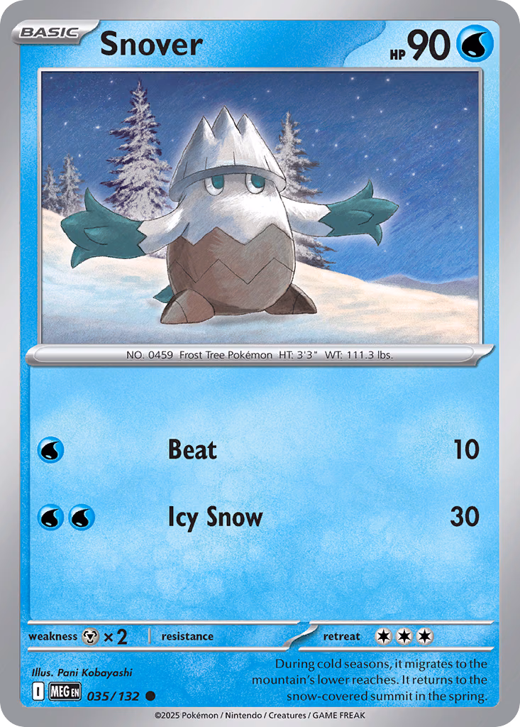 Snover Pokemon card (035/132, Mega Evolution)