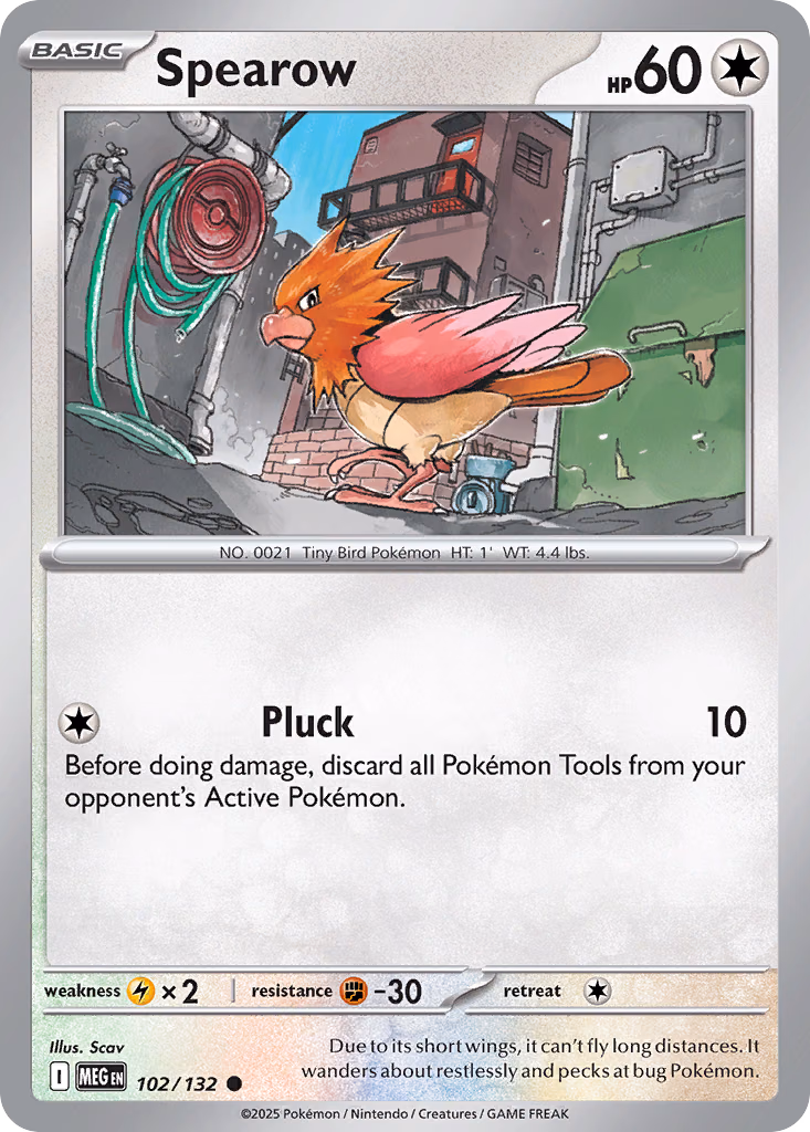 Spearow Pokemon card (102/132, Mega Evolution)