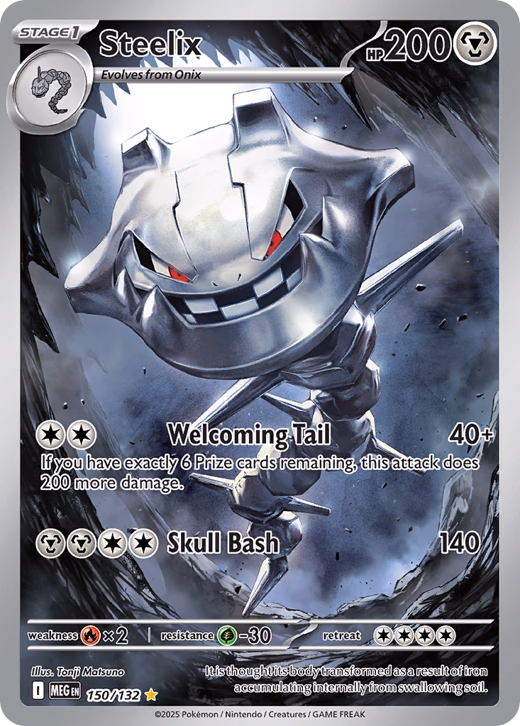 Steelix Pokemon card (150/132, Mega Evolution)