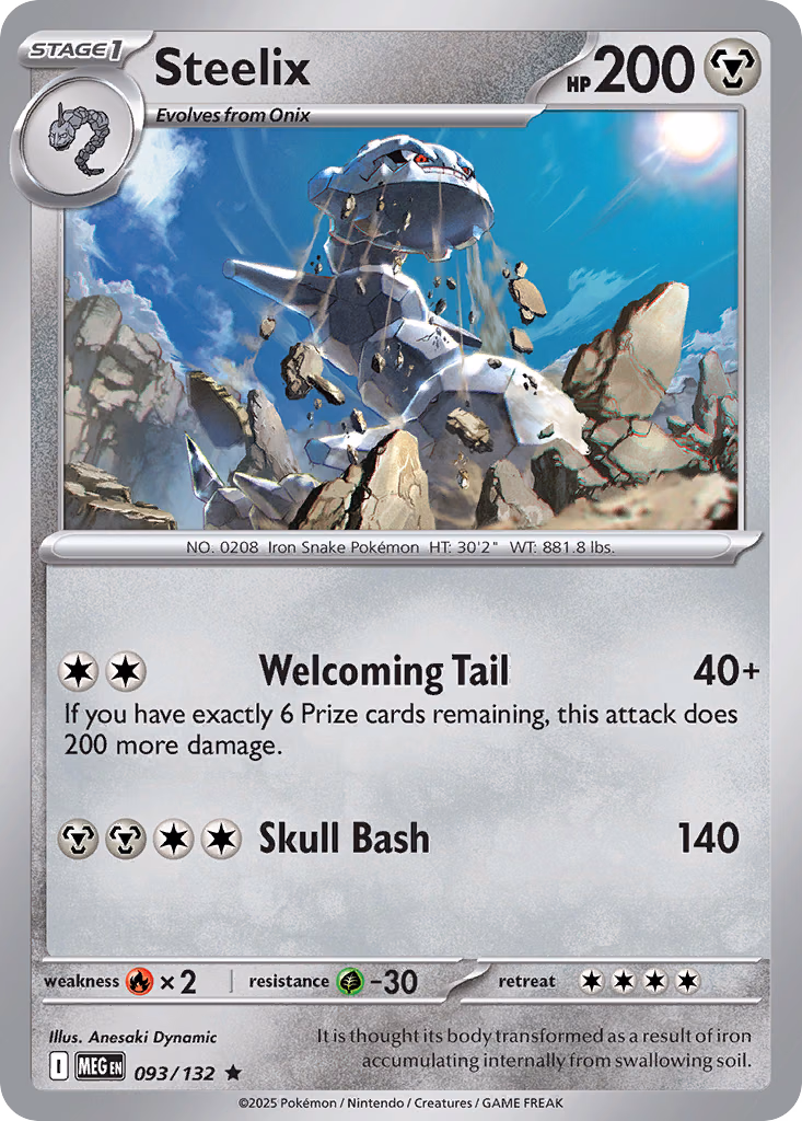 Steelix Pokemon card (093/132, Mega Evolution)