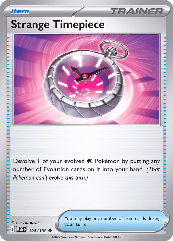 Strange Timepiece Pokemon card (128/132, Mega Evolution)