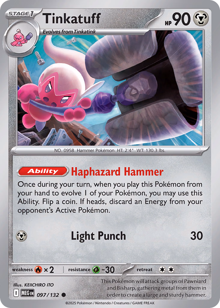 Tinkatuff Pokemon card (097/132, Mega Evolution)