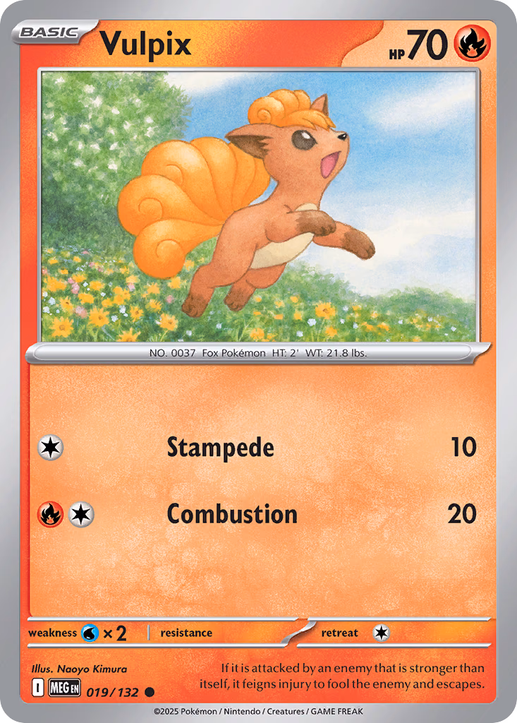 Vulpix Pokemon card (019/132, Mega Evolution)
