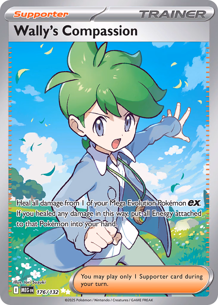 Wally's Compassion Pokemon card (176/132, Mega Evolution)