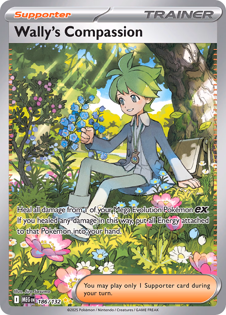 Wally's Compassion Pokemon card (186/132, Mega Evolution)