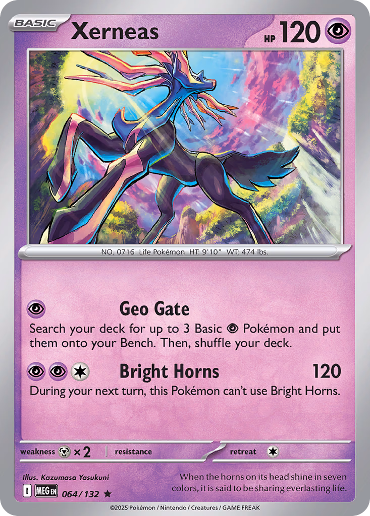 Xerneas Pokemon card (064/132, Mega Evolution)