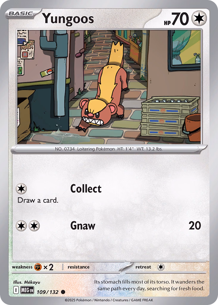 Yungoos Pokemon card (109/132, Mega Evolution)