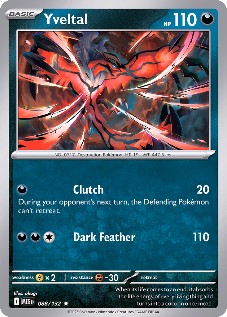 Yveltal Pokemon card (088/132, Mega Evolution)