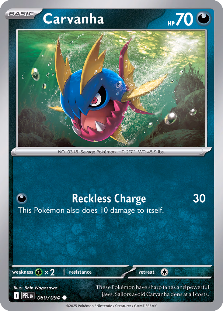 Carvanha Pokemon card (060/094, Phantasmal Flames)