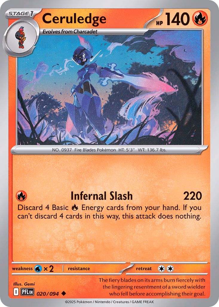 Ceruledge Pokemon card (020/094, Phantasmal Flames)
