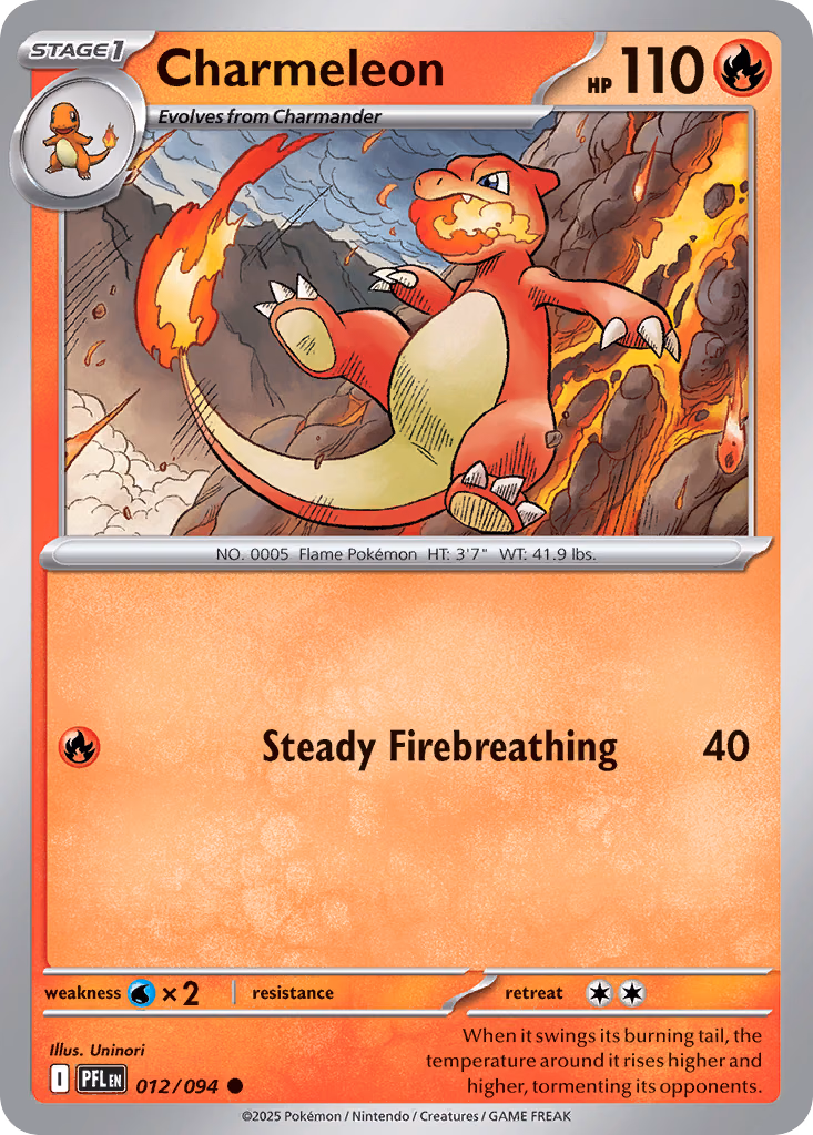 Charmeleon Pokemon card (012/094, Phantasmal Flames)