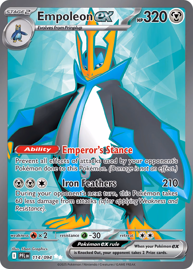 Empoleon ex Pokemon card (114/094, Phantasmal Flames)