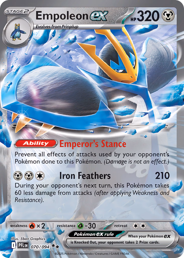 Empoleon ex Pokemon card (070/094, Phantasmal Flames)