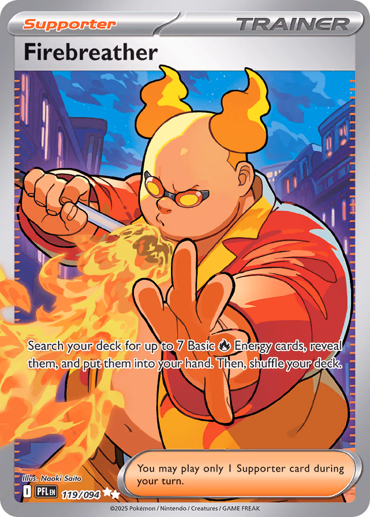 Firebreather Pokemon card (119/094, Phantasmal Flames)