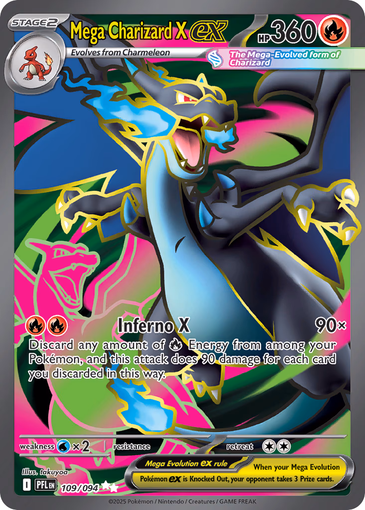 Mega Charizard X ex Pokemon card (109/094, Phantasmal Flames)