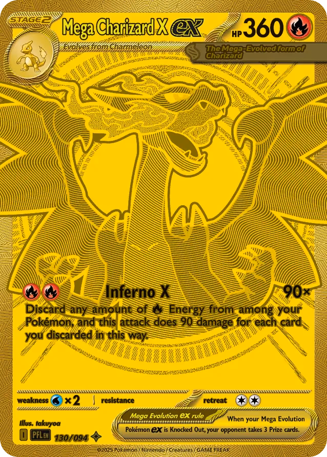 Mega Charizard X ex Pokemon card (130/094, Phantasmal Flames)