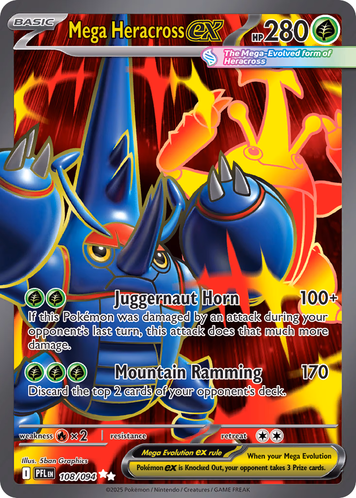 Mega Heracross ex Pokemon card (108/094, Phantasmal Flames)