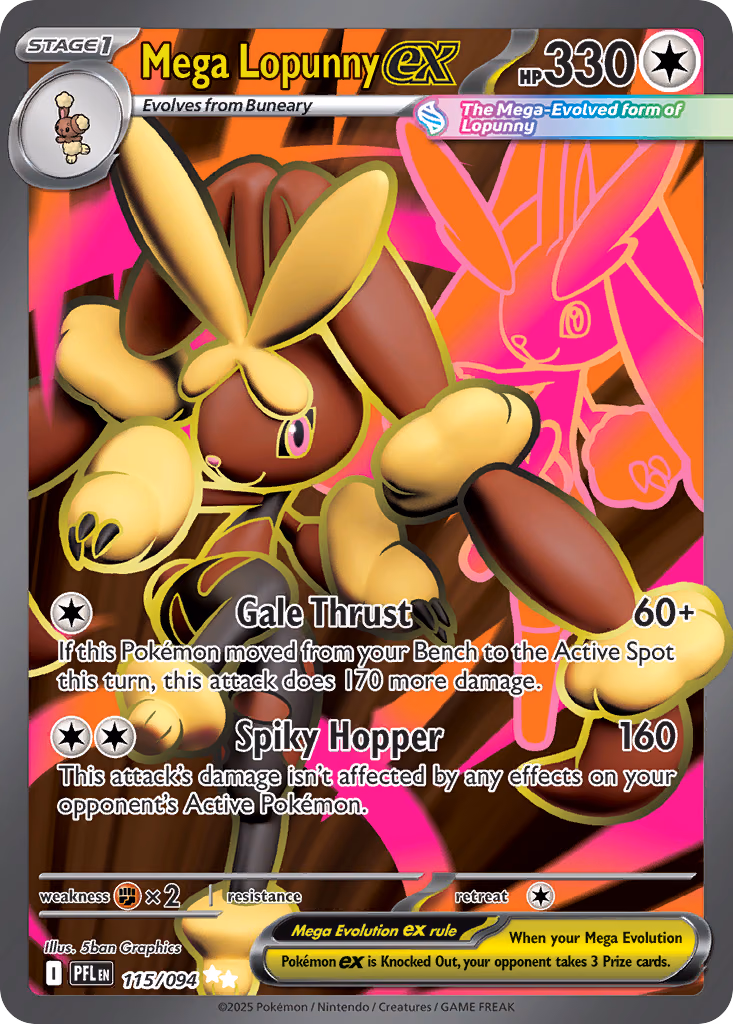 Mega Lopunny ex Pokemon card (115/094, Phantasmal Flames)