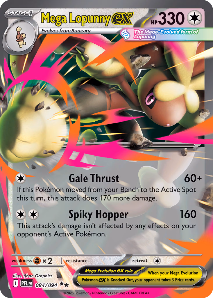 Mega Lopunny ex Pokemon card (084/094, Phantasmal Flames)