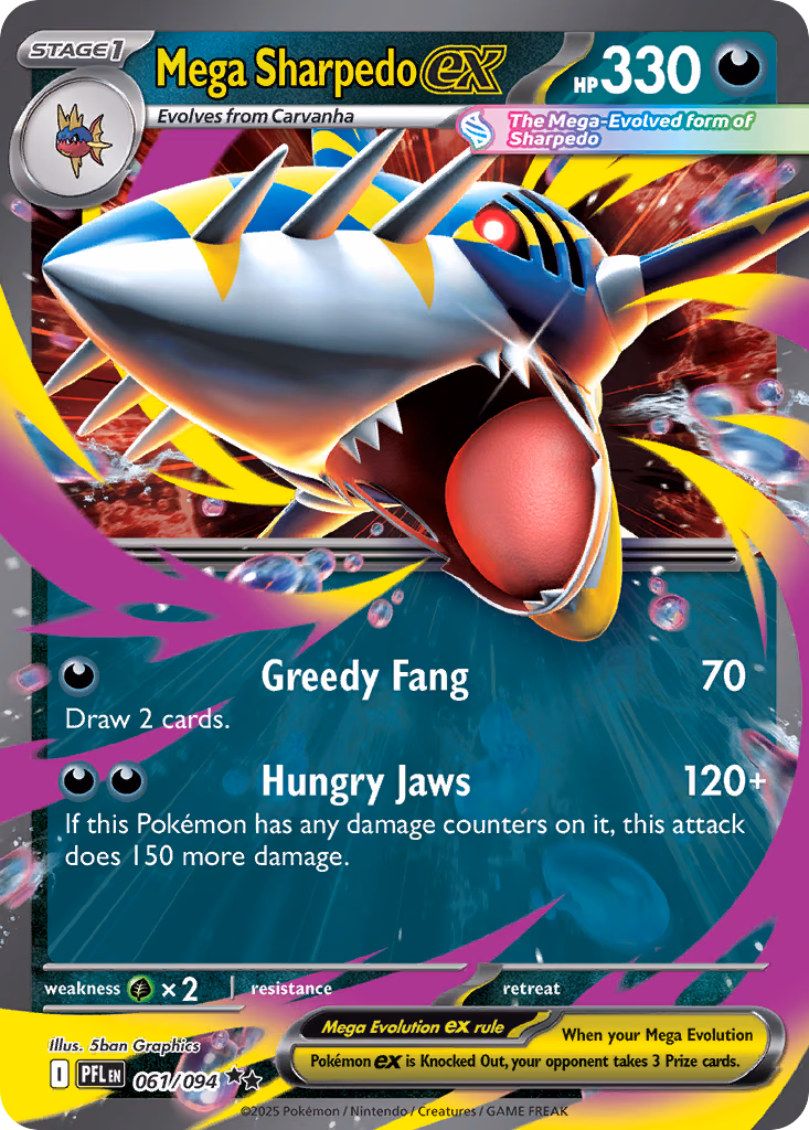 Mega Sharpedo ex Pokemon card (061/094, Phantasmal Flames)