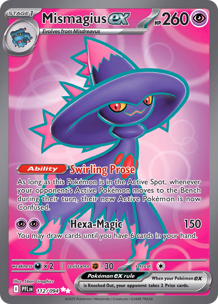 Mismagius ex Pokemon card (112/094, Phantasmal Flames)