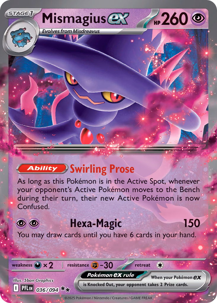 Mismagius ex Pokemon card (036/094, Phantasmal Flames)