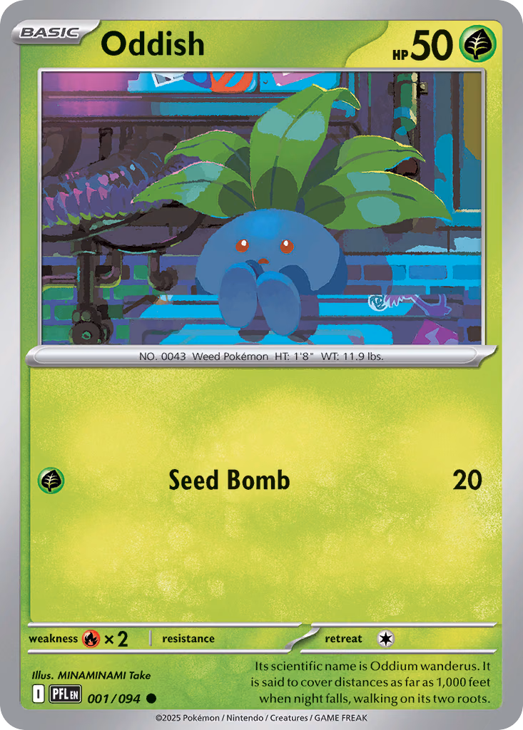Oddish Pokemon card (001/094, Phantasmal Flames)