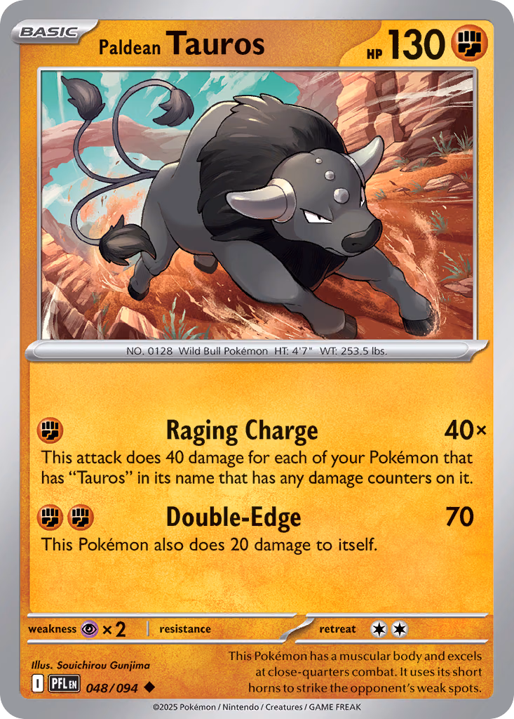 Paldean Tauros Pokemon card (048/094, Phantasmal Flames)