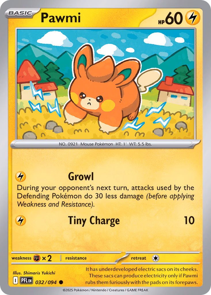 Pawmi Pokemon card (032/094, Phantasmal Flames)