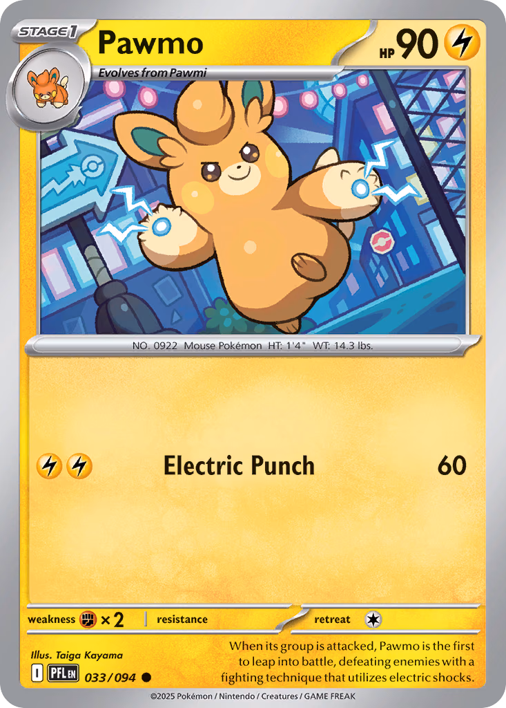 Pawmo Pokemon card (033/094, Phantasmal Flames)