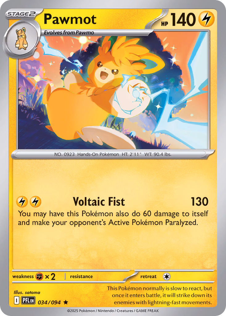 Pawmot Pokemon card (034/094, Phantasmal Flames)