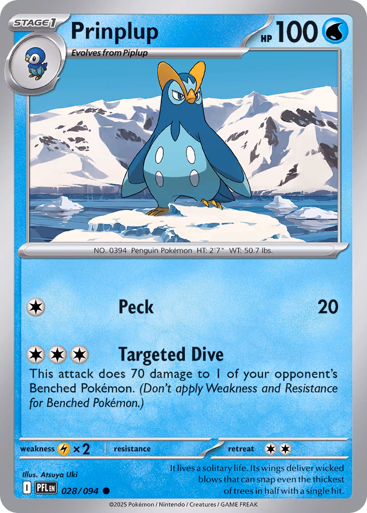 Prinplup Pokemon card (028/094, Phantasmal Flames)