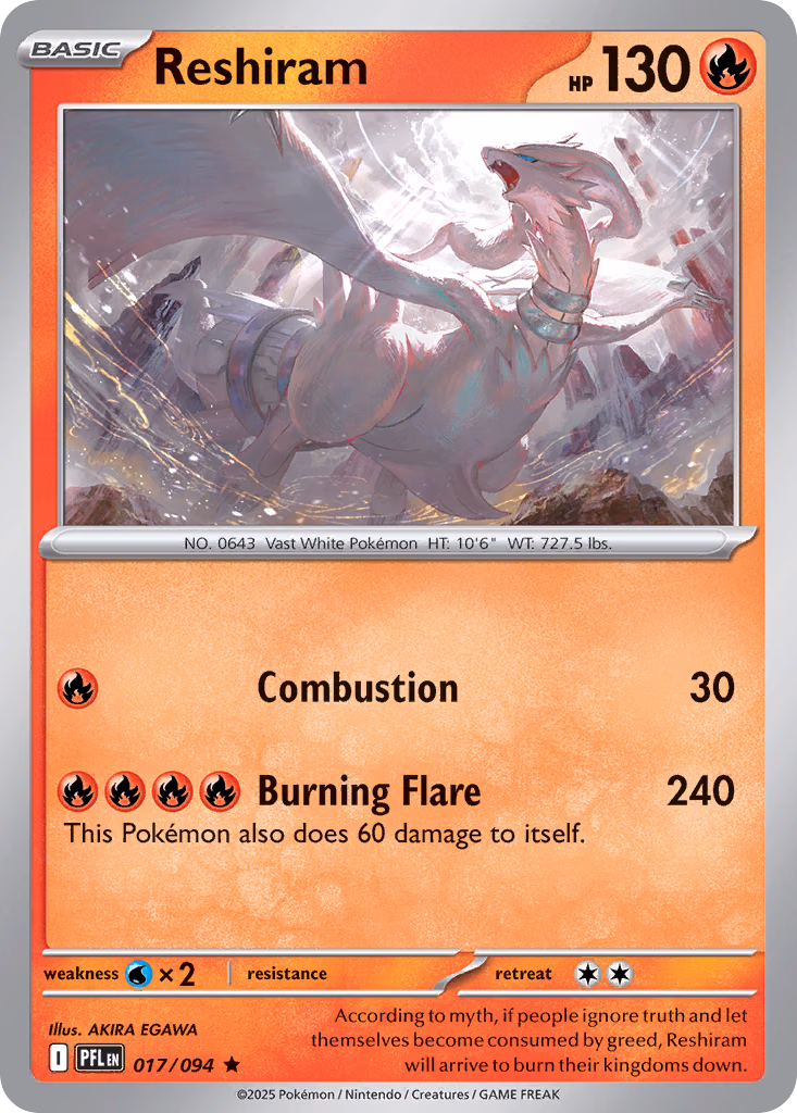 Reshiram Pokemon card (017/094, Phantasmal Flames)