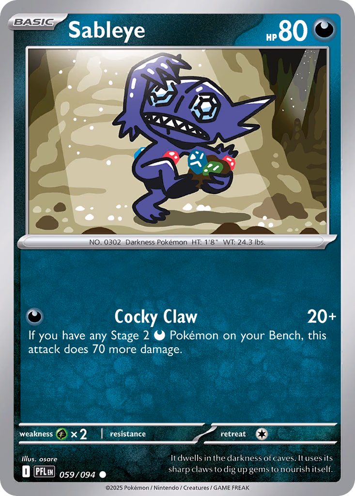 Sableye Pokemon card (059/094, Phantasmal Flames)