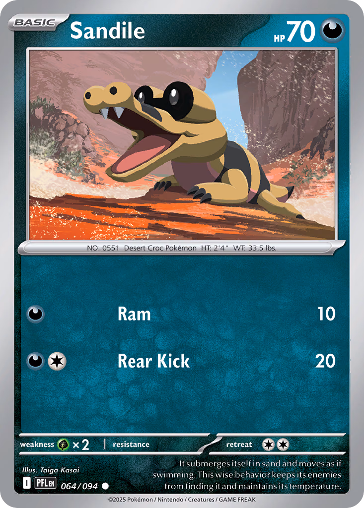 Sandile Pokemon card (064/094, Phantasmal Flames)