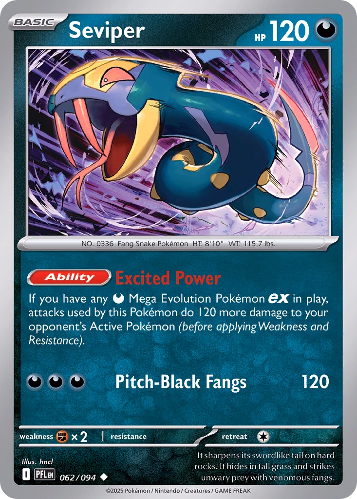 Seviper Pokemon card (062/094, Phantasmal Flames)