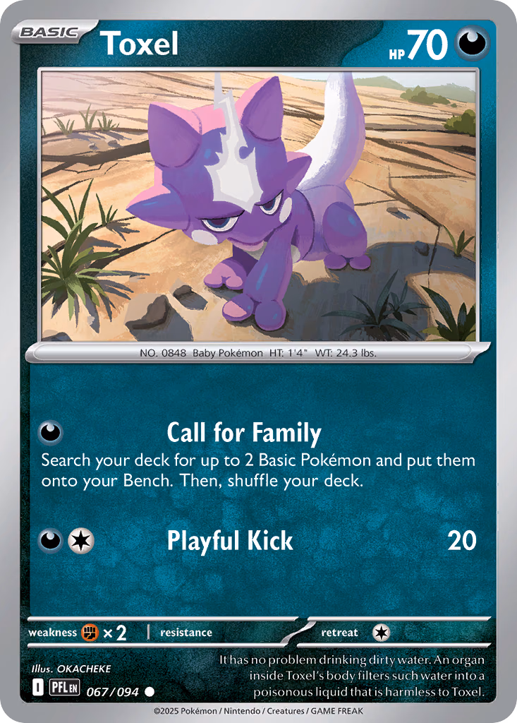 Toxel Pokemon card (067/094, Phantasmal Flames)