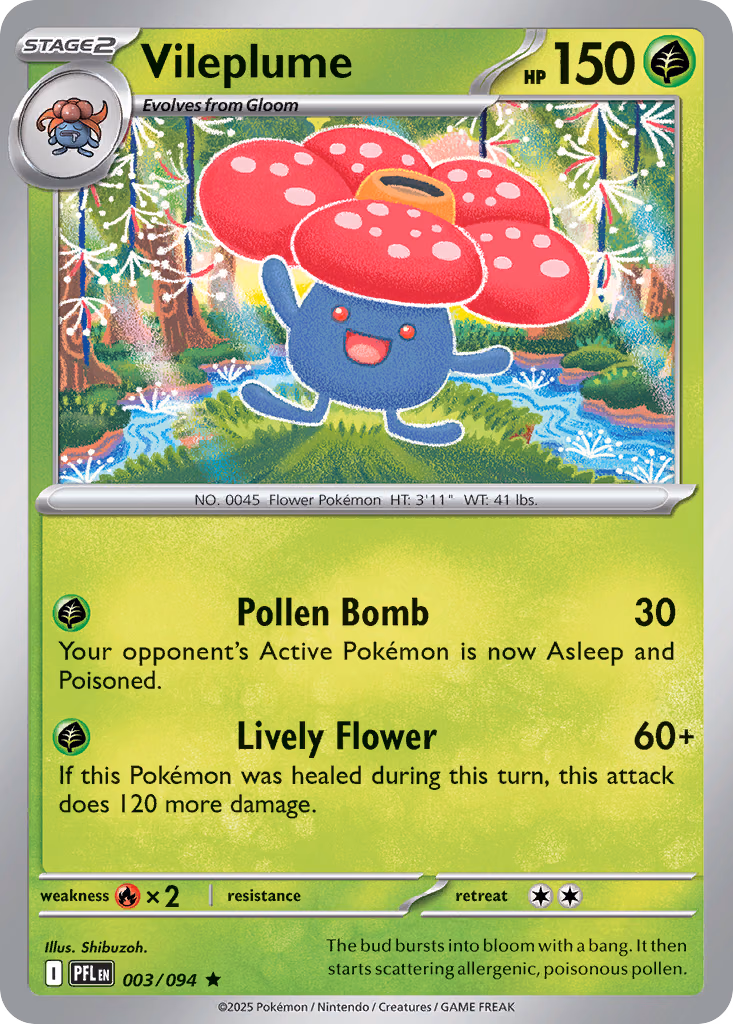 Vileplume Pokemon card (003/094, Phantasmal Flames)